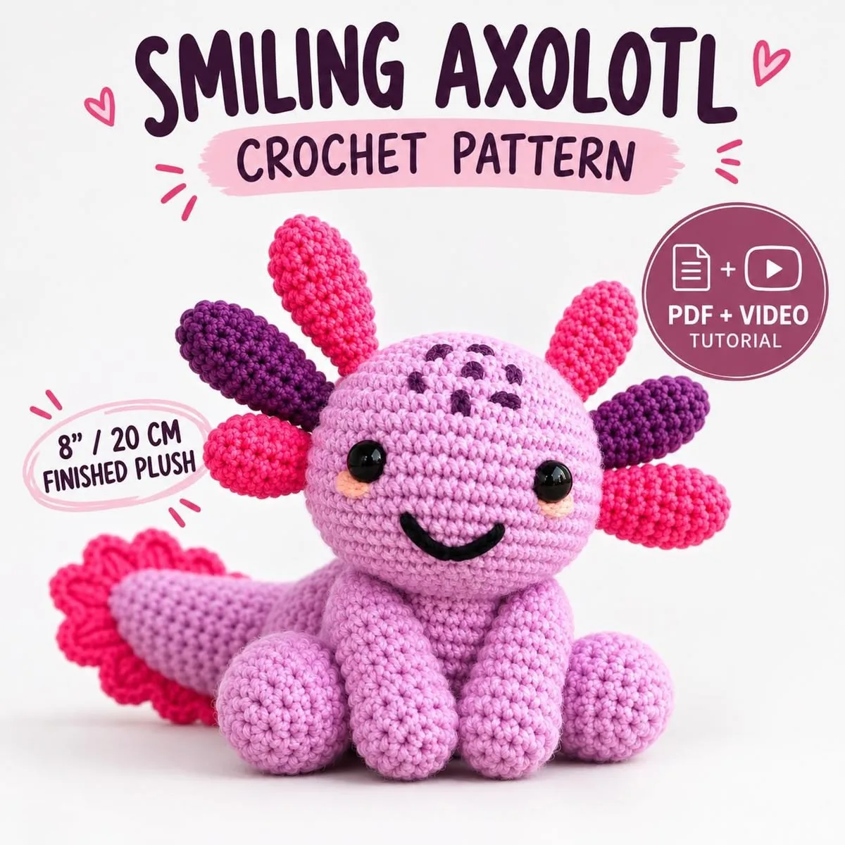 Crochet Axolotl: Free Amigurumi Pattern with Frilly Gills