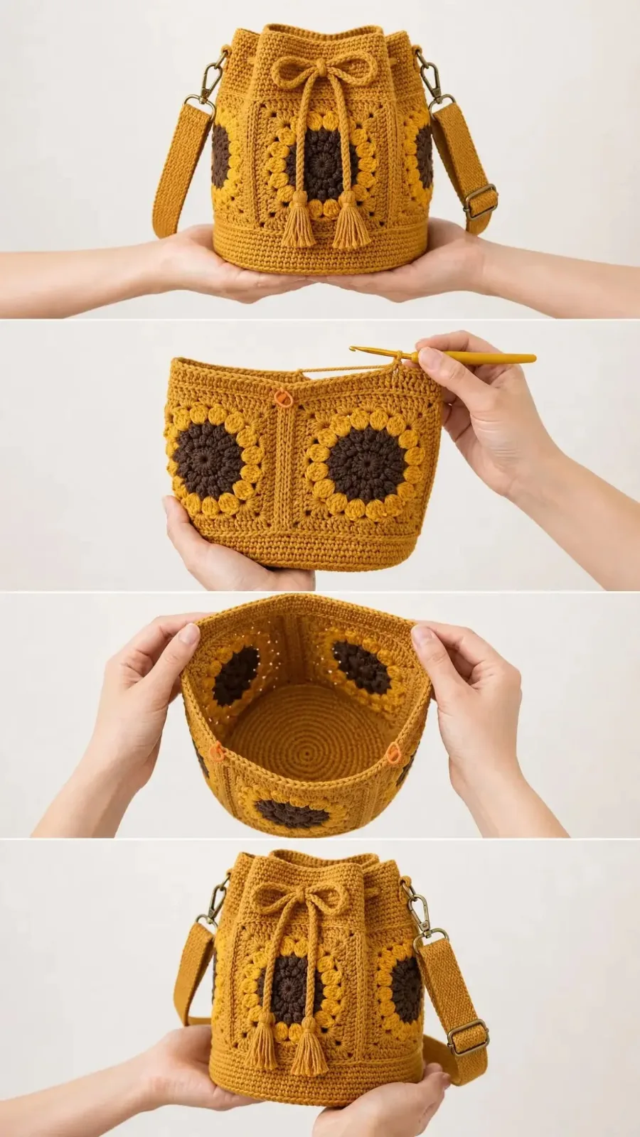 Hero photo: finished granny square tote